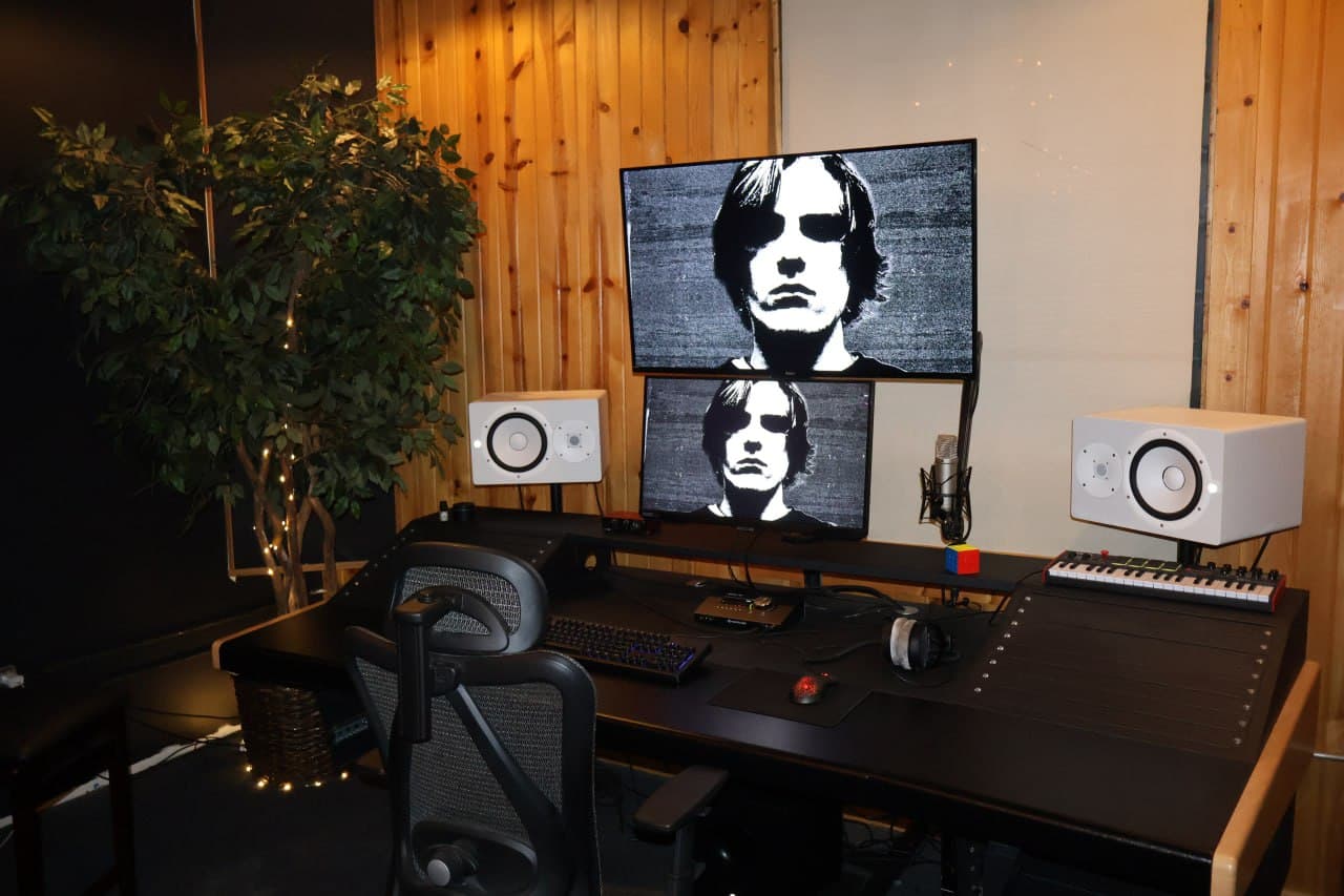 Cabin Studio control room and gear